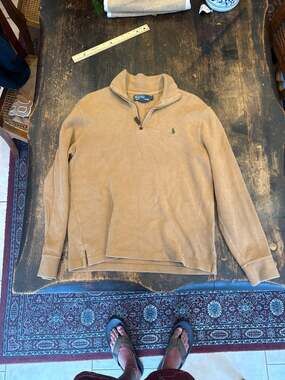 Polo Ralph Lauren 1/4 Zip Cotton Pullover Sweater Tan Size S